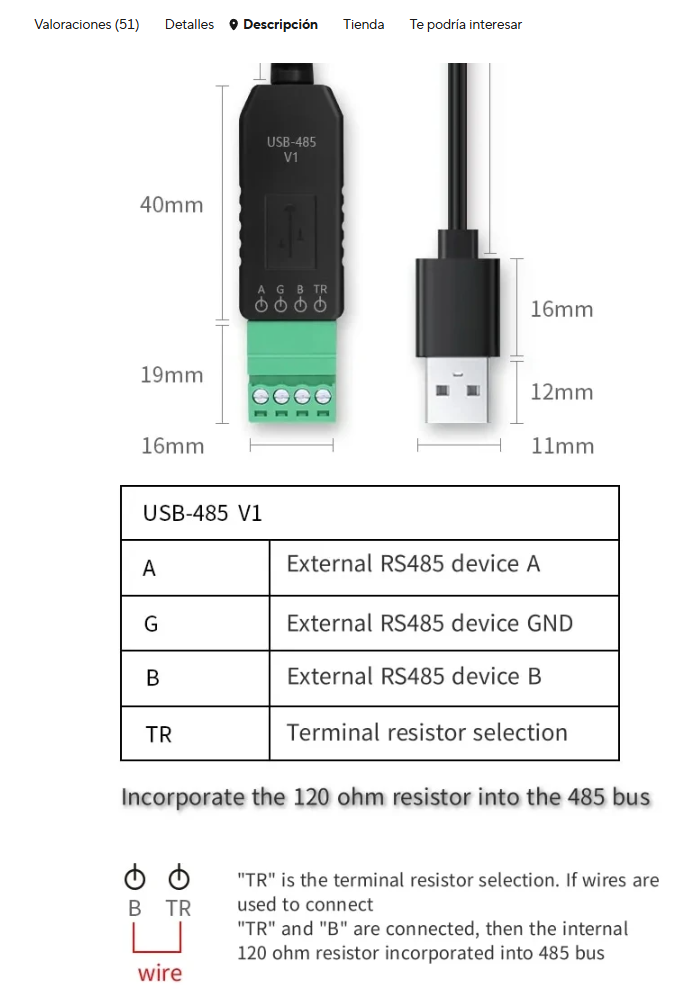 El conversor: USB ↔ RS-485 con chip CH340